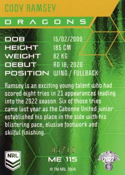 2022 NRL Elite - Mojo Emerald #ME 115 Cody Ramsey Back